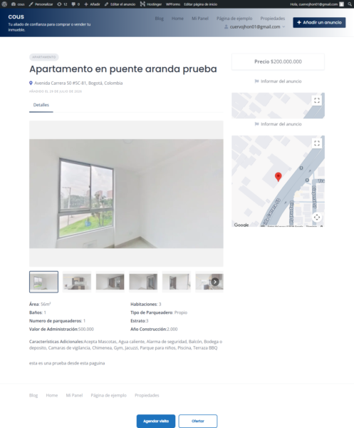 apartamento para prueba de descarga